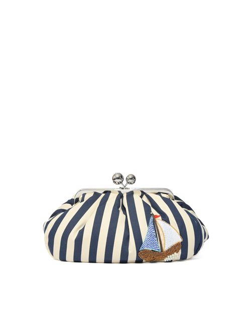 Pasticcino Bag medium WKAGERUSIA in cotone a righe blu e bianco WEEKEND MAX MARA | 2615511135600007